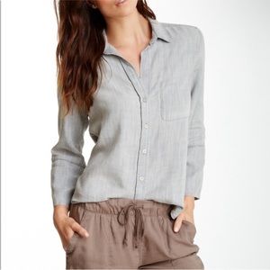 EUC Splendid Women’s button-down Chambray Oxford Long-Sleeve Shirt -M, blue/gray